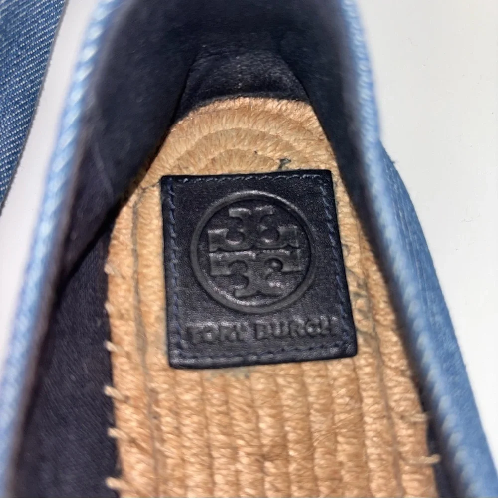 Tory Burch Color-Block Espadrilles in Denim Chambray Navy Leather
